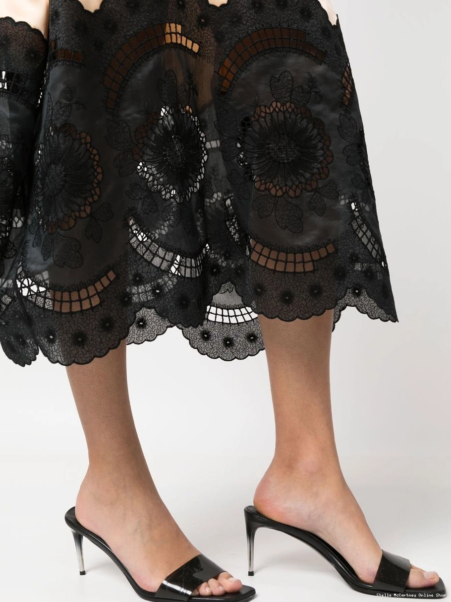 Cheap Women Stella McCartney midi cotton-linen skirt broderie-anglais 0825